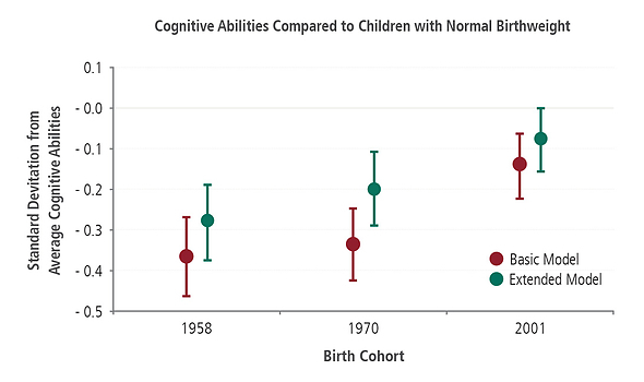 Cognitive ability compared to normal-birth-weight children